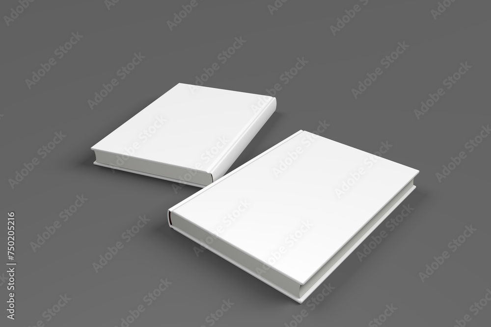 Realistic 3D book mockup illustration with 2 hard covers. Book model standing on shaded isolated grey background. 2 hardcover books. Ready for you to present your design. Realistic 3D book mockup illustration with 2 hard covers. Book model standing on shaded isolated grey background. 2 hardcover books. Ready for you to present your design.