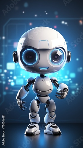 cute robot smiling on a colorful background © Spyrydon