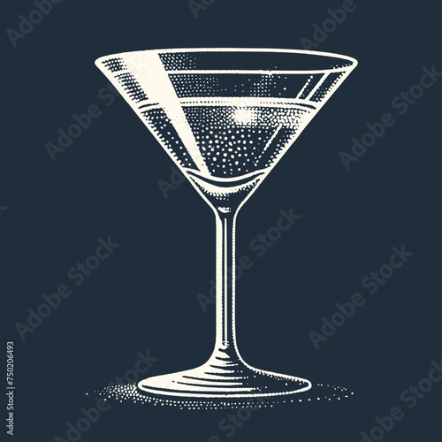 Vermouth Glass. Vintage woodcut engraving stipple style vector illustration.