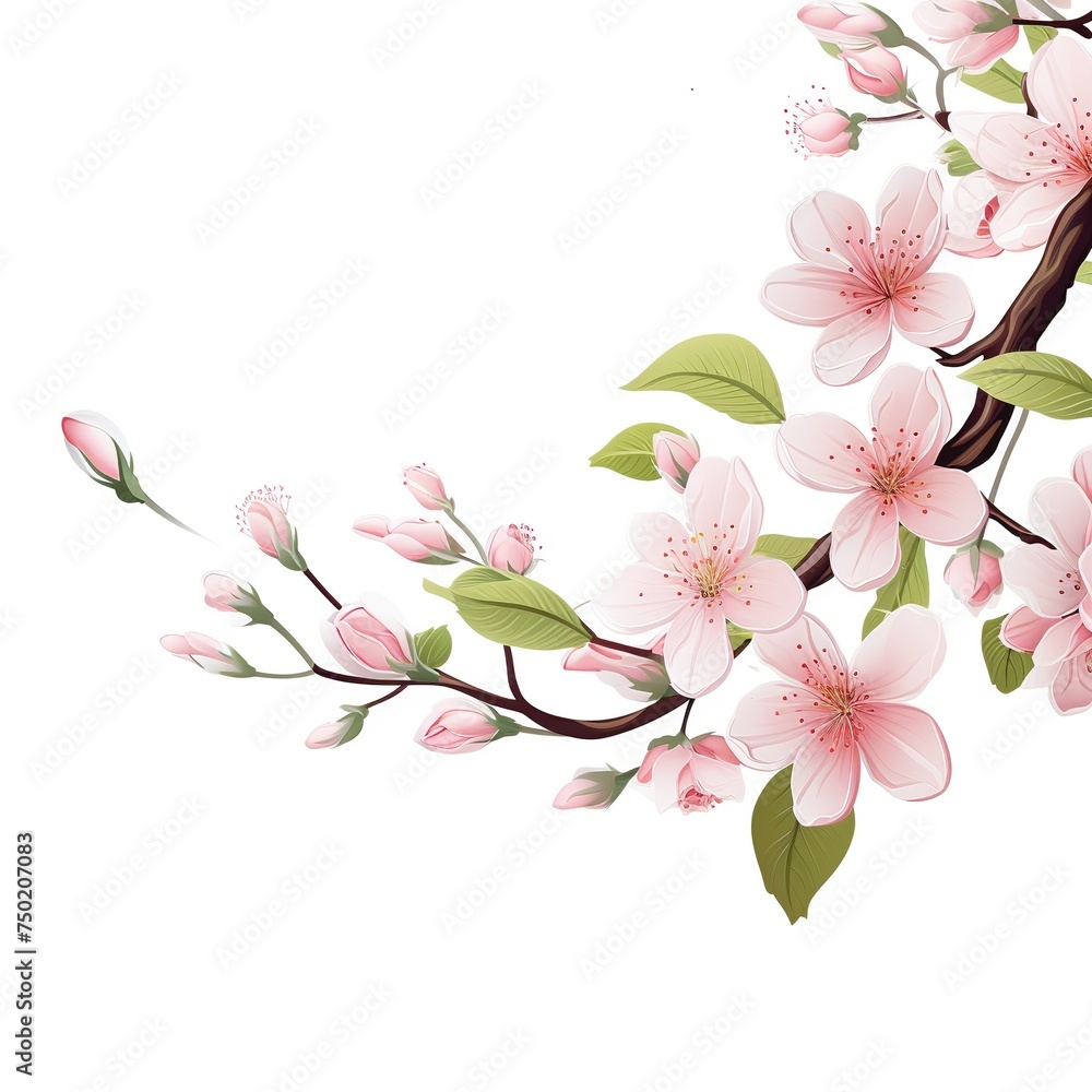Cherry blossom background, Cherry blossom branch with flowers, Ai Generated