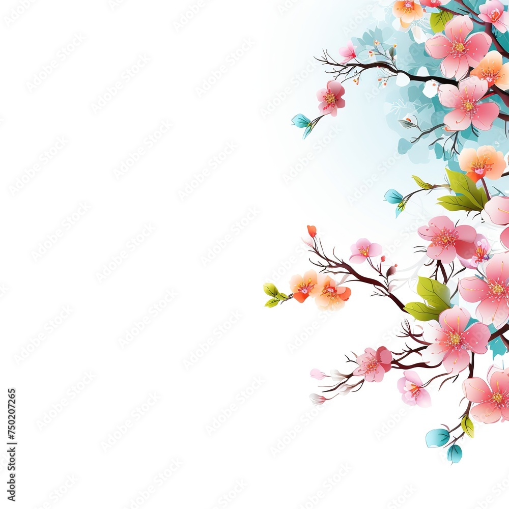Cherry blossom spring background, Vector illustration, Ai Generated