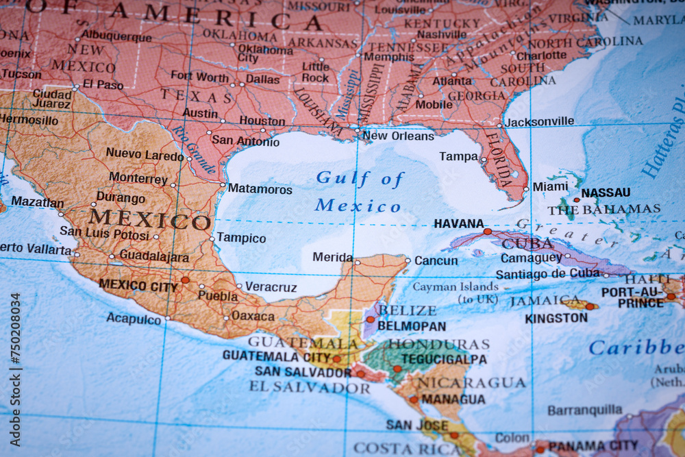 Poster Golfe Du Mexique Sur La Carte Du Monde Gros Plan Tableau 1000 F 750208034 NQpRYXXbkuT7Os0p9q750zQwme2C5ENC 