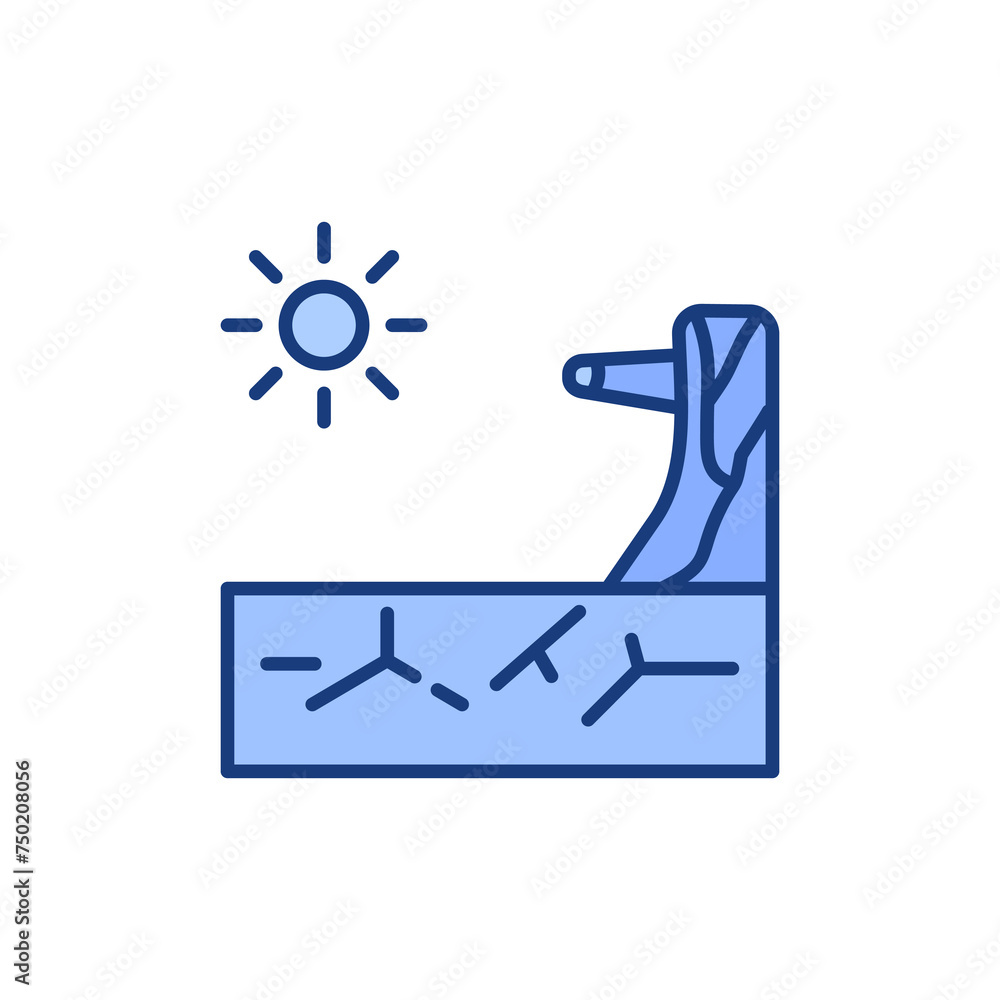 icon Drought,Dry land, dry tree and scorching sun. Disaster strikes.vector background white background - editable stroke vector illustration icon Drought,Dry land, dry tree and scorching sun. Disaster strikes.vector background white background - editable stroke vector illustration