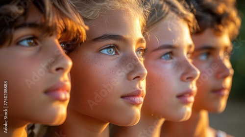  a close up of a group of young people with freckles of freckles on their face and one girl with freckles on her head and one girl with freckles on her head.