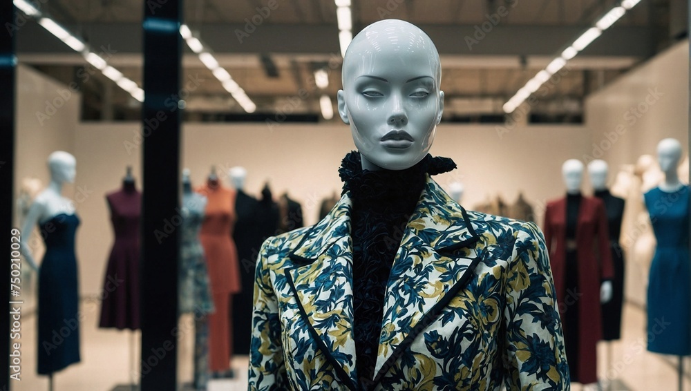 Fashion dolls or mannequins in a store window. Clothes, fashion and design concept. Shopping idea. Copy space. Fashion dolls or mannequins in a store window. Clothes, fashion and design concept. Shopping idea. Copy space.