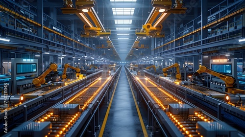 Industrial Factory with Automated Production Line photo