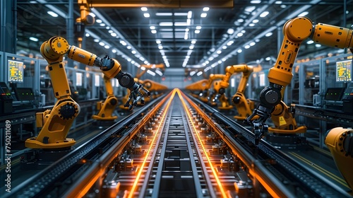 Robotics and Automation in a Modern Industrial Factory photo