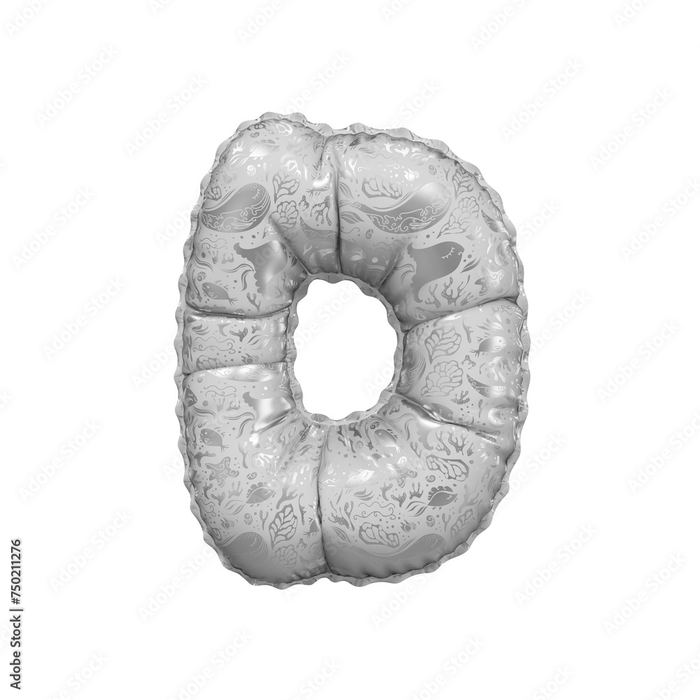 3D inflated balloon letter D with glossy metalic colored sea life design for children 3D inflated balloon letter D with glossy metalic colored sea life design for children