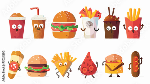 Food character menu icons vector illustration design © Hyper