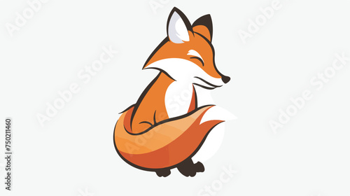 Fox Logo Design isolated on white background cartoon