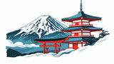 Fuji mount japanese landmark isolated on white backg