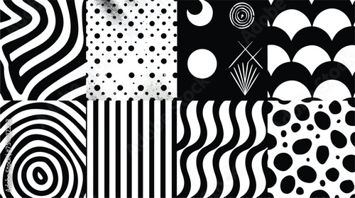Geometric set of seamless black and white patterns.