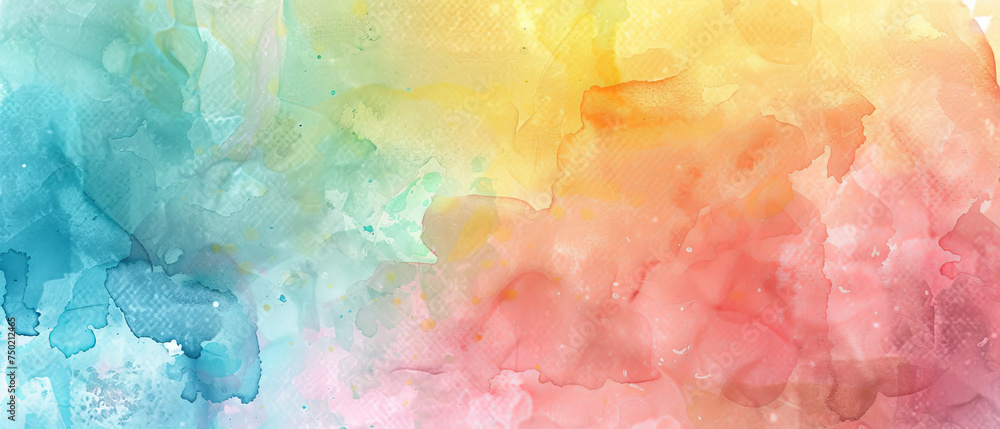 A soothing arrangement of watercolor washes creating a gradient of cool to warm tones A soothing arrangement of watercolor washes creating a gradient of cool to warm tones