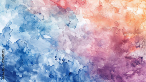 This vivid watercolor background seamlessly combines shades of blue with bursts of orange to express energy and warmth