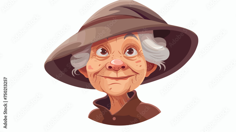 Granny face with hat cartoon isolated illustration i