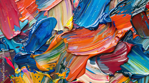 This image captures the dynamic interplay of colors and textures  creating a lively abstract painting