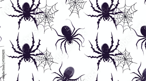 Halloween seamless pattern of black spider silhouett