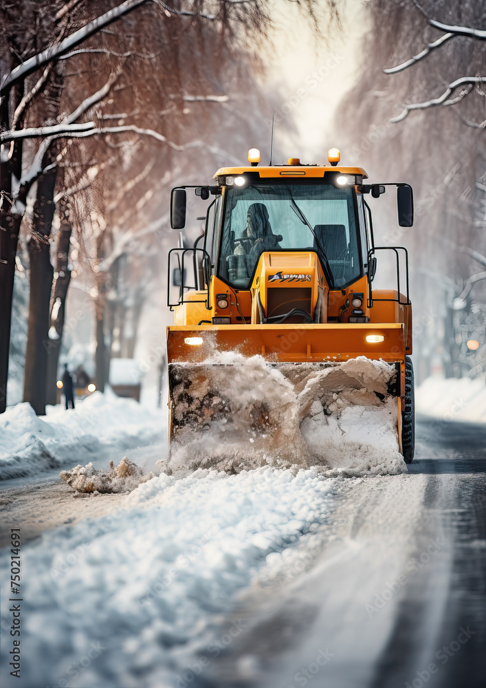 yellow snowplow, tractor, bulldozer, winter, road, snow, work transport, cleaning, city, snowdrifts, blizzard, cold, bucket, wheels, sweep, rake, machinery, trees, equipment yellow snowplow, tractor, bulldozer, winter, road, snow, work transport, cleaning, city, snowdrifts, blizzard, cold, bucket, wheels, sweep, rake, machinery, trees, equipment
