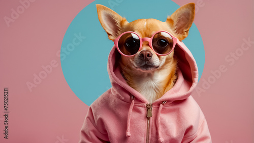 creative dog with sunglasses and hoodie © tanya78