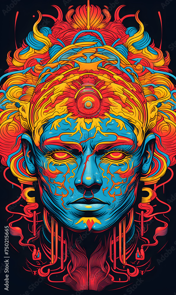 abstract illustrated mind, inner workings illustrated, trippy illustrations