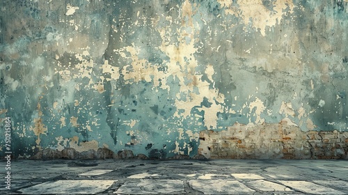 The background is an aged street wall, providing texture