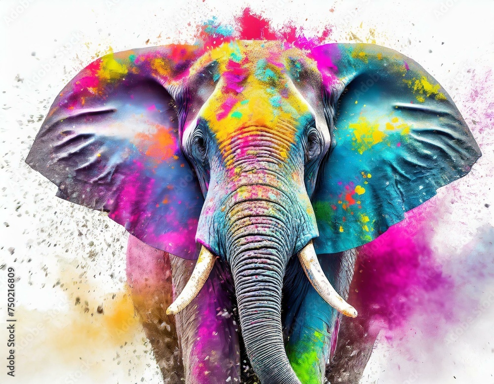 Fototapeta premium colorful elephant ready for holi celebration full of joy and happiness
