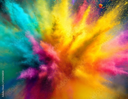 Colorful holi powder blowing up full range of colors explosion for holi celebrations