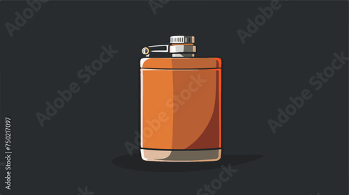 Hip flask. isolated on black background. .. isolated