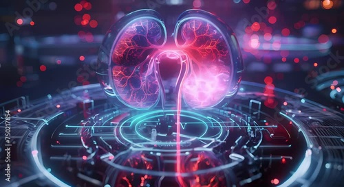 Detailed 3D Render of Kidney Structure with Advanced Medical Technology photo