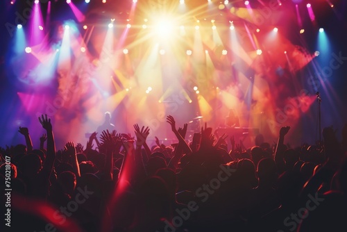 Wallpaper Mural silhouettes of concert crowd in front of bright stage lights Torontodigital.ca