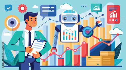 Man Interacting With a Robot Assistant in a Data Analysis Setting