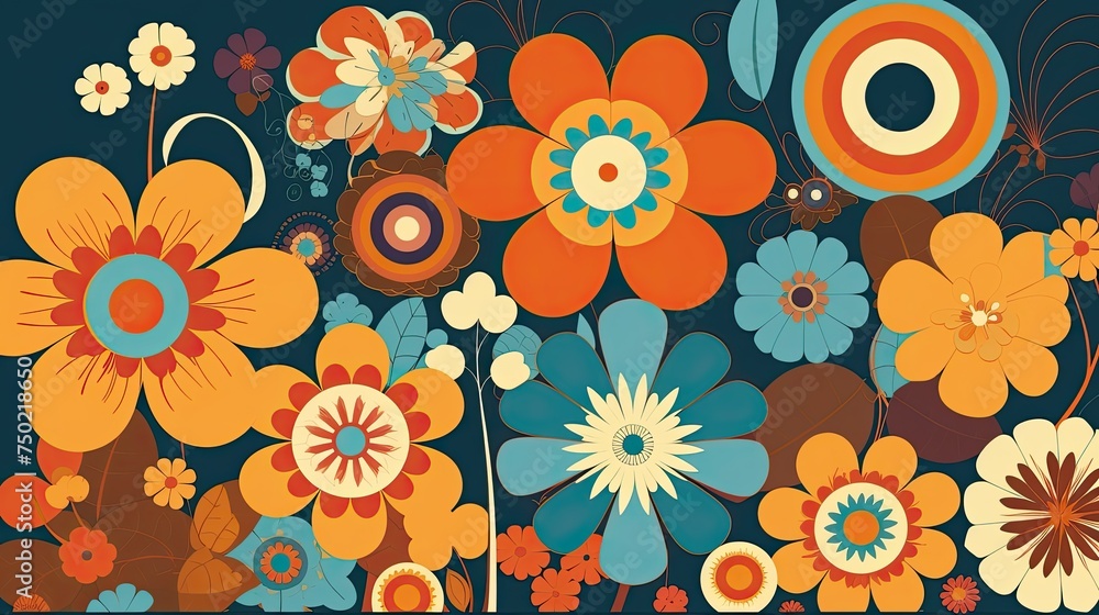 Stylized floral abstract illustration for print on fabric or paper in colorful colors. Cartoon floral ornament, pattern, bright floral art. Stylized floral abstract illustration for print on fabric or paper in colorful colors. Cartoon floral ornament, pattern, bright floral art.