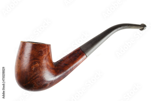 Tobacco pipe. Beautiful vintage smoking pipe isolated on white background.