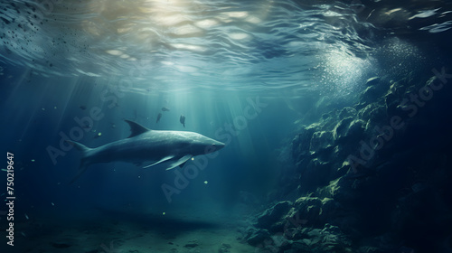 Big underwater fish, big underwater creature, underwater wale animal © MrJeans