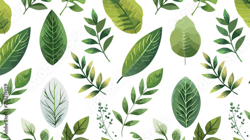 Leaf seamless pattern plant illustrations on white b
