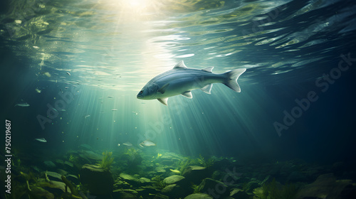 Big underwater fish, big underwater creature, underwater wale animal © MrJeans
