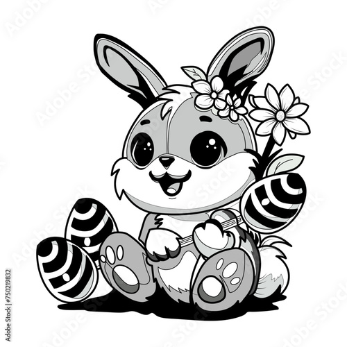 Vector illustration of an Easter bunny on a white separate background