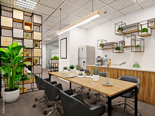 3d render of working room, study room, office interior