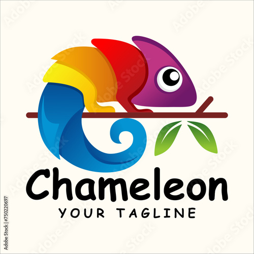 chameleon gradient logo. colorful chameleon logo design vector