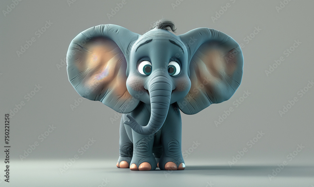 3D Rendering of a Cartoon Character Elephant with a Cute Expression
3D Rendering of a Cartoon Character Elephant with a Cute Expression