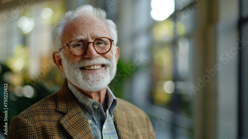 Elderly Man With White Beard and Glasses