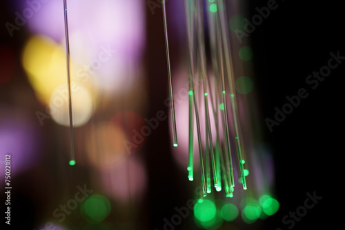 Green fiber optic cables with neon green tips