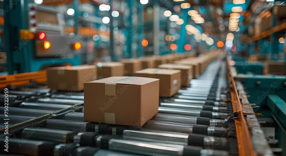 boxes on a production line in a factory machine working on a production line of paper boxes boxes on a production line in a factory machine working on a production line of paper boxes