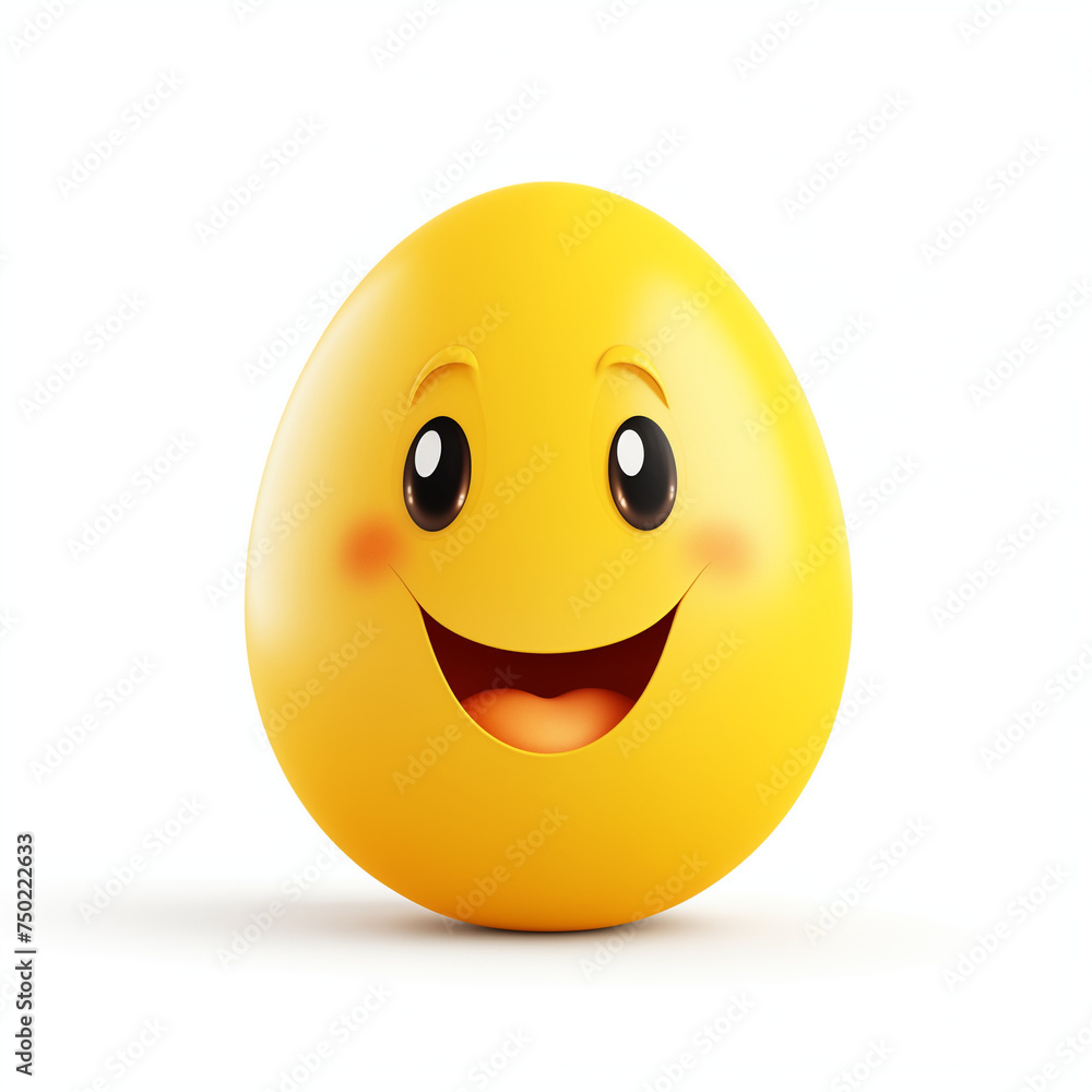 Fototapeta premium 3d smiley face on white, easter egg-smiley face