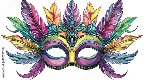 Ornate mardi gras carnival mask with feathers festiv photo