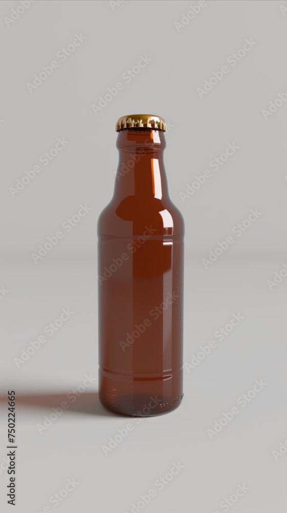 Single brown beer bottle on neutral background Single brown beer bottle on neutral background
