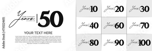 Set of Anniversary Logotype black color can be use for special day celebration