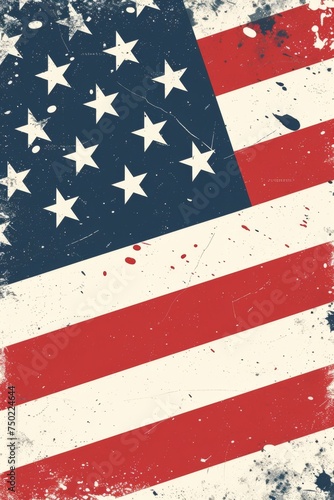 Grunge American Flag - Vintage Patriotic Banner - Distressed Independence Symbol - Generative AI