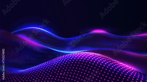 This striking image is of glowing neon waves in a sea of darkness with brilliant blue and pink hues © Volodymyr Skurtul
