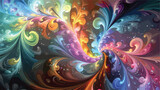 Rendering colorful fantasy light illustrated fractal